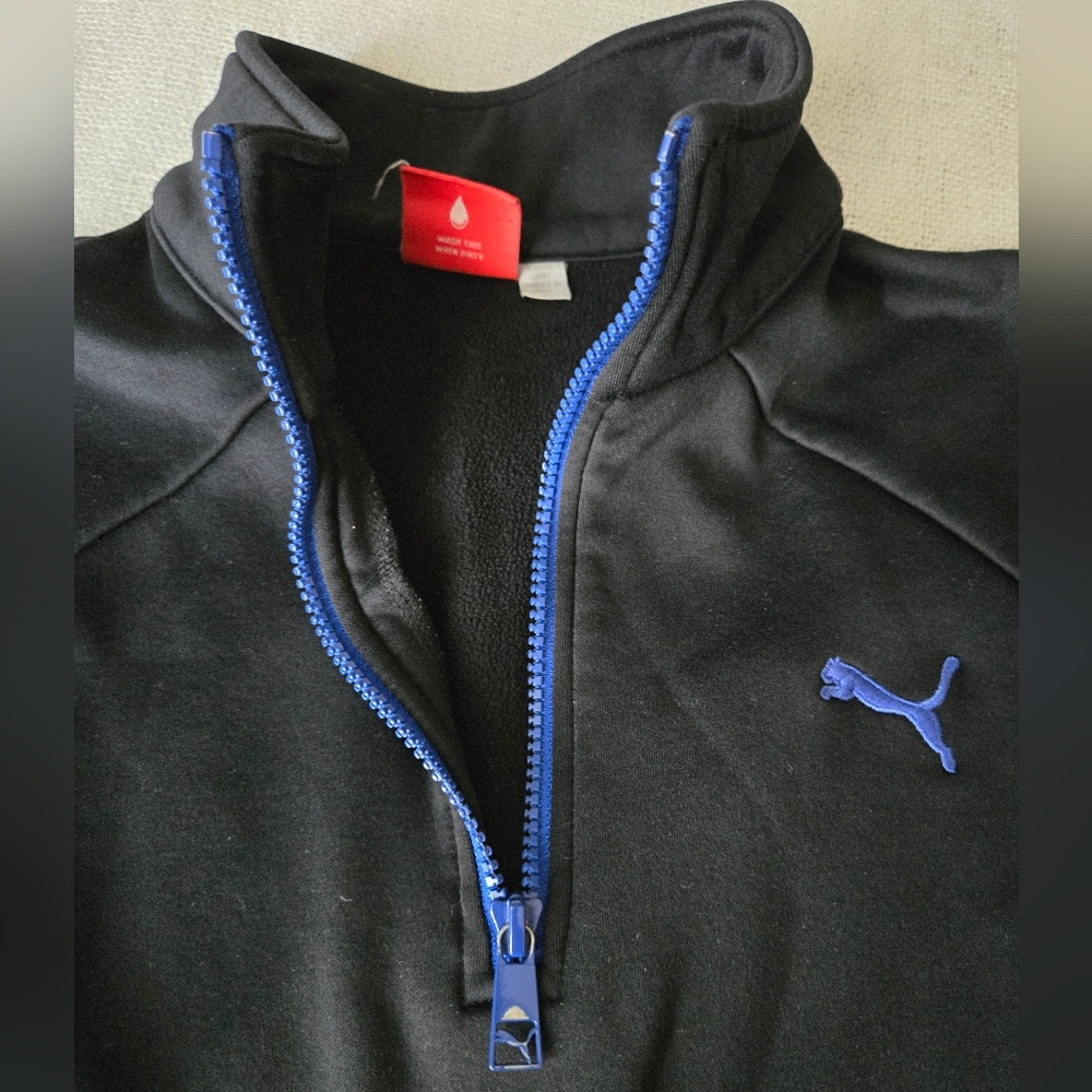 Puma Men's Black 1/4 Zip Pullover Sweater Size M Used - Picture 3 of 7